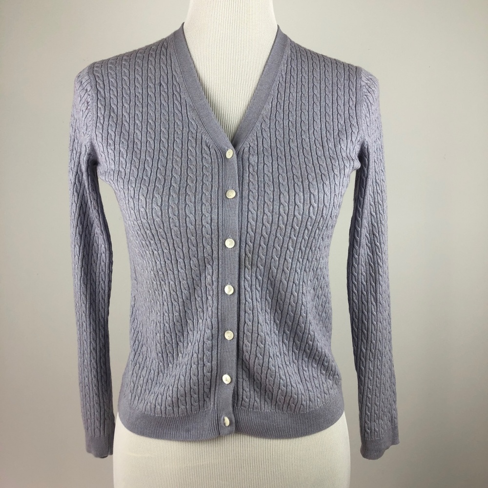 Brooks Brothers Cable Knit VNeck Cardigan Sweater